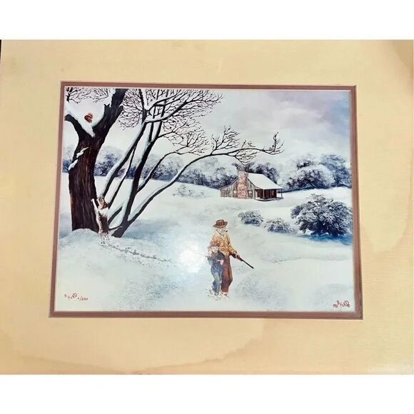 Vintage 1981 B Herd “First Hunt” Edition 6/250 Signed Painting with Authenticati - Picture 1 of 10